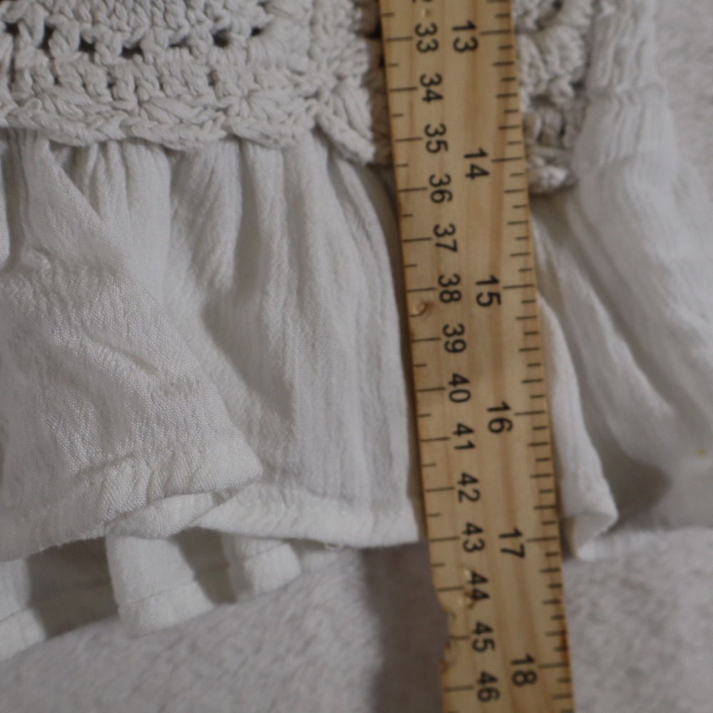 Rebellion Again Women's Crochet Boho Peasant Blouse White Long Sleeve Medium - Picture 6 of 7